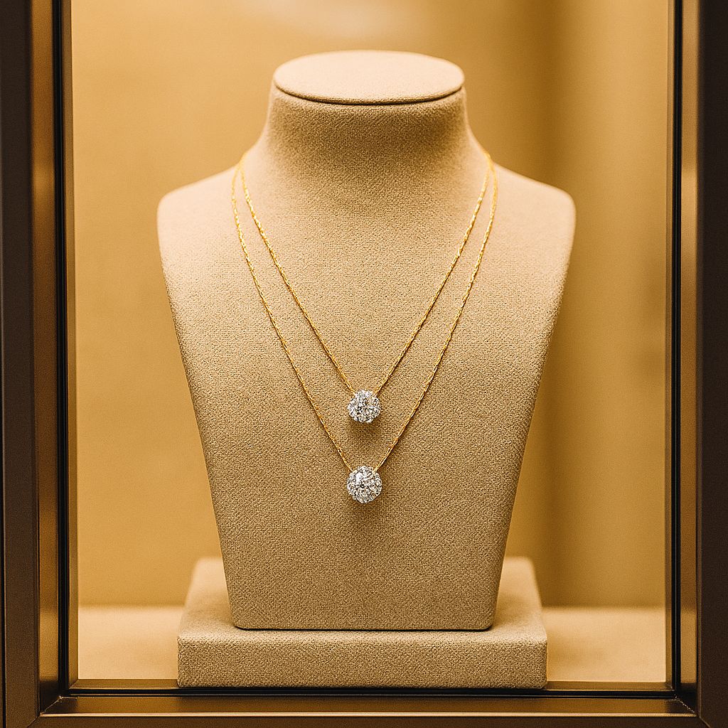 Collana argento 925 doppia perla moissanite