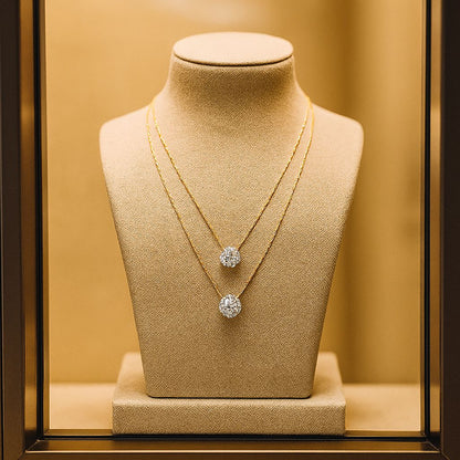 Collana argento 925 doppia perla moissanite