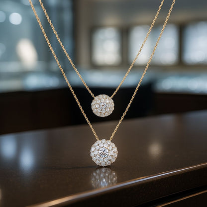 Collana argento 925 doppia perla moissanite