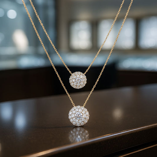 Collana argento 925 doppia perla moissanite